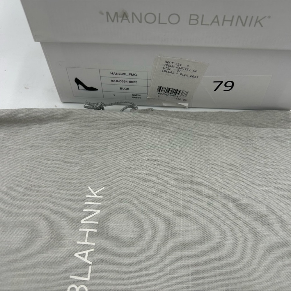 Women’s Manolo BLAHNIK HANGISI satin pump size 37 made in Italy - Picture 5 of 12